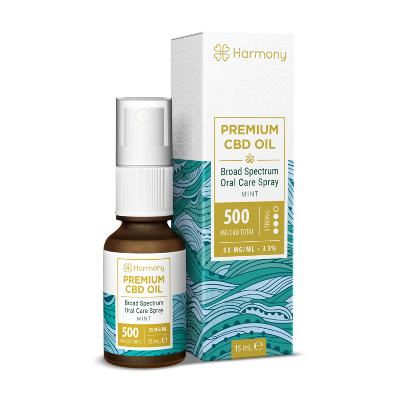 CBD sprejs MINT, 500mg 15ml, bez THC, HARMONY